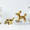 SHIDXIB 2Pcs Gold Home Decor Balloon Figurine Small Ceramic Animal Elephant and Dog Statue Handmade Sculpture Ornament view 4