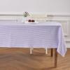 Solino Home Linen Striped Tablecloth 60 x 108 Inch - 100% Pure Linen Lavender and White Table Cloth for Rectangle Tables - Narrow Stripe, Machine Washable Tablecloth for Valentines, Spring, Easter view 1