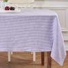 Solino Home Linen Striped Tablecloth 60 x 108 Inch - 100% Pure Linen Lavender and White Table Cloth for Rectangle Tables - Narrow Stripe, Machine Washable Tablecloth for Valentines, Spring, Easter view 3