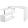 GOWE 360 Degree Rotating Corner Computer Desk, L Shaped Desk, Home Office Workstation with 3-Tier Storage Shelves, White view 1