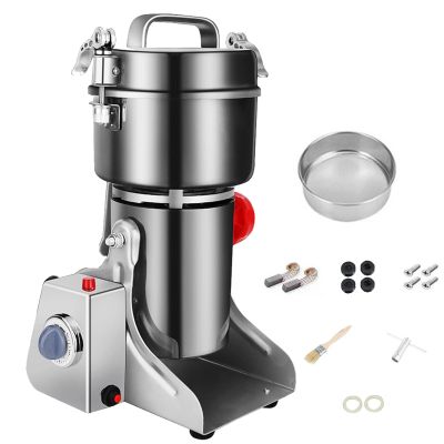 2000g Safety Grain Mill Grinder 4100w High-speed Electric Stainless Steel Commercial Pulverizer Grinding Machine for Wheat Corn Rice Pepper Herbs Coffee Beans Dried Mushrooms