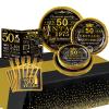 50th Birthday Party Tableware Set,Back in 1975 50th Birthday Party Supplies Decorations,Include 1975 Anniversary Card,Tablecloth and Plates, Forks,Napkins 24 Guests for Men view 1