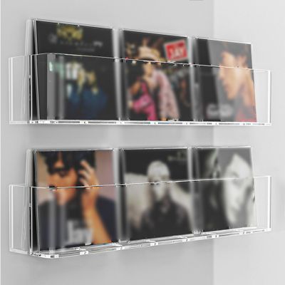 REMYSAOS Hanging Bookshelf Magazine Rack 2 Pack Clear Acrylic Magazine Holder, PVC Wall Mount Bookshelf Magazine Rack/Literature Brochure File Display Shelf, Comic Stand for Living Room Office Home