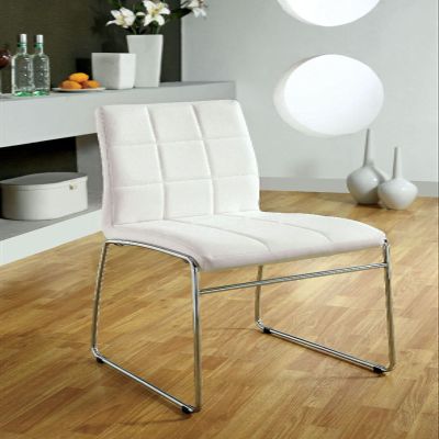 GOWE White Color Leatherette 2pcs Dining Chairs Chrome Metal Legs Dining Room Side Chairs