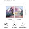 Dunmat Beautiful Garden Window Privacy Film Watercolor Tree Lavender Landscape Stained Glass Window Coverings Self-Adhesive Glass Sticker Frosted Window Film for Home Office 17.7Wx23.6L-inch x2 Pcs view 2