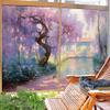 Dunmat Beautiful Garden Window Privacy Film Watercolor Tree Lavender Landscape Stained Glass Window Coverings Self-Adhesive Glass Sticker Frosted Window Film for Home Office 17.7Wx23.6L-inch x2 Pcs view 4