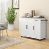 GOWE Kitchen Island with Storage, Rolling Kitchen Island on Wheels with Drawer, 3 Cabinets, Stainless Steel Countertop, Spice Rack and Towel Rack, White view 2