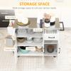 GOWE Kitchen Island with Storage, Rolling Kitchen Island on Wheels with Drawer, 3 Cabinets, Stainless Steel Countertop, Spice Rack and Towel Rack, White view 4