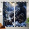 18TH CROZY Forest Bear Blackout Curtains for Girls Boy Home Decor, Rustic Farmhouse Wildlife Animal Grommet Thermal Insulated Drapes Darkening Window Curtain for Bedroom Living Room, 72 x 63 Inch view 2