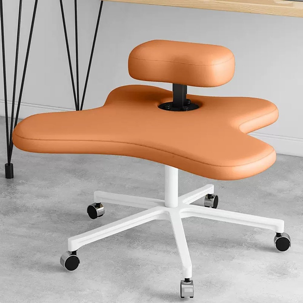 YUGXTH Ergonomic Cross Legged Kneeling Chair, Posture Chair, Versatile Kneeling Chair, Height Adjustable, Home Office Meditation Stool Chair to Relieve Back Pain & Improve Posture(Orange)