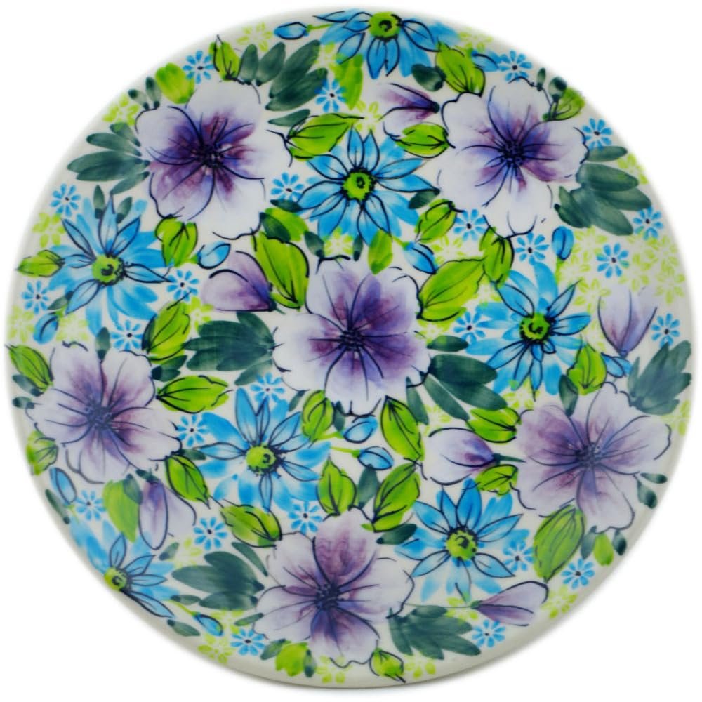Polmedia Polish Pottery Dessert Plate UNIKAT - Purple Dream Pattern Handmade in Boleslawiec Poland by Ceramika Dalia + Certificate of Authenticity