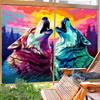 Dunmat Abstract Howling Wolf Window Privacy Film Colorful Forest Animals Stained Glass Window Coverings Self-Adhesive Glass Sticker Frosted Window Film for Home Office Stores 17.7Wx23.6L-inch x2 Pcs view 4