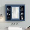 35'' x 28'' Royal Blue Wall Mounted Bathroom Storage Cabinet, Modern Bathroom Wall Cabinet with Mirror, Mirror Cabinet with 6 Open Shelves (Not Include Bathroom Vanity) view 1