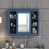 35'' x 28'' Royal Blue Wall Mounted Bathroom Storage Cabinet, Modern Bathroom Wall Cabinet with Mirror, Mirror Cabinet with 6 Open Shelves (Not Include Bathroom Vanity) view 3