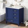 30" Bathroom Vanity, Modern Bathroom Cabinet with Sink Combo Set, Bathroom Storage Cabinet with a Soft Closing Door and 3 Drawers, Solid Wood Frame(Blue) view 3