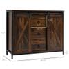 GOWE Industrial Farmhouse Buffet Cabinet, Kitchen Sideboard with Sliding Barn Doors, Three Drawers and Adjustable Shelves for Living Room, Dining Room, Rustic Brown view 3