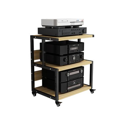 3/4/5-Tier Media Storage Cabinet, Movable Audio Video Component Media Stand CD Playe Stand Stereo Rack Audio Tower Multi-Function Open Storage Wooden Shelf for Home/Office/Theater ( Size : 3 Tier )