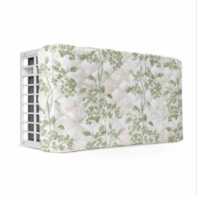 Sage Green Leaves Indoor Air Conditioner Cover for Window Units, Double Insulation Adjustable Waterproof Indoor AC Cover with Elastic Straps 21'' x 15'' x 3.5'' Wildflower Herbs Floral Spring Summer