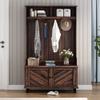 GOWE U-Can Hall Tree with 4 Hooks, Coat Hanger, Entryway Bench, Storage Bench, 3-in-1 Design, 40INCH, for Entrance, Hallway view 2