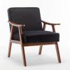 CIATRE Mid-Century Modern Wingback Chair with Solid Wood Frame and Plush Velvet Upholstery - Perfect Accent Chair for Bedroom, Living Room, and Reading Nook (BlackVelvet) view 1