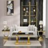 47" Black Marble Coffee Table,Modern Rectangular Faux Marble Coffee Table with Gold Stainless Steel Pedestal Base, Luxury Coffee Cocktail Center Table for Living Room view 4