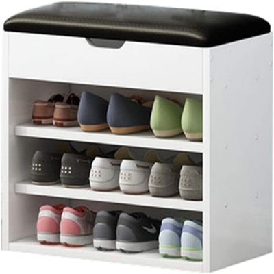 HAOKAZLBR Shoe Bench for Living Room, Entryway Bench, Storage Benches Chaussure Blanc Banc D'armoire  Chaussures Banc De Rangement De Chaussure Avec Coussin (Color : White, Size : 60 * 30 * 53cm)