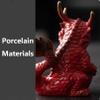 AETVRNI Small Chinese Dragon Statue Traditional Chinese Decor Little Porcelain Dragon Figurine Mythical Creature Animals Decorative Collectible Figurines Dcor,Red view 3