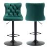 MZDOO Green Bar Stools Set of 2, Adjustable Upholstered Counter Height Barstools with Back and Black Footrest, Modern Velvet Swivel Barstools for Kitchen Counter, Green view 1