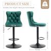 MZDOO Green Bar Stools Set of 2, Adjustable Upholstered Counter Height Barstools with Back and Black Footrest, Modern Velvet Swivel Barstools for Kitchen Counter, Green view 3