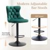 MZDOO Green Bar Stools Set of 2, Adjustable Upholstered Counter Height Barstools with Back and Black Footrest, Modern Velvet Swivel Barstools for Kitchen Counter, Green view 4