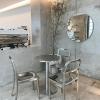 GenSDH Round Side Table for Living Room, Dining Room, Cafe, Balcony, Stainless Steel Side Table, Modern Simple Metal End Table, 50cm view 2