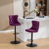 MZDOO Purple Bar Stools Set of 4, Adjustable Upholstered Counter Height Barstools with Back and Black Footrest, Modern Velvet Swivel Barstools for Kitchen Counter, Purple view 2