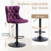 MZDOO Purple Bar Stools Set of 4, Adjustable Upholstered Counter Height Barstools with Back and Black Footrest, Modern Velvet Swivel Barstools for Kitchen Counter, Purple view 4