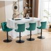 MZDOO Green Bar Stools Set of 4, Adjustable Upholstered Counter Height Barstools with Back and Black Footrest, Modern Velvet Swivel Barstools for Kitchen Counter, Green view 2