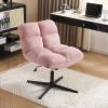 Criss Cross Chair - Wide Armless Desk Chair No Wheels, Cross Legged Office Chair, Adjustable Modern 360 Swivel Vanity,135 Rocking Ergonomic Mid Back Computer Task Chair (Color : Pink) view 1
