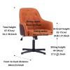 First Layer Cowhide Home Office Chair with Gold Base, Comfortable Modern Cute Desk Chair, Adjustable Swivel Task Chair for Living Room Bedroom Vanity Study (Color : Orange) view 3