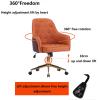 First Layer Cowhide Home Office Chair with Gold Base, Comfortable Modern Cute Desk Chair, Adjustable Swivel Task Chair for Living Room Bedroom Vanity Study (Color : Orange) view 4