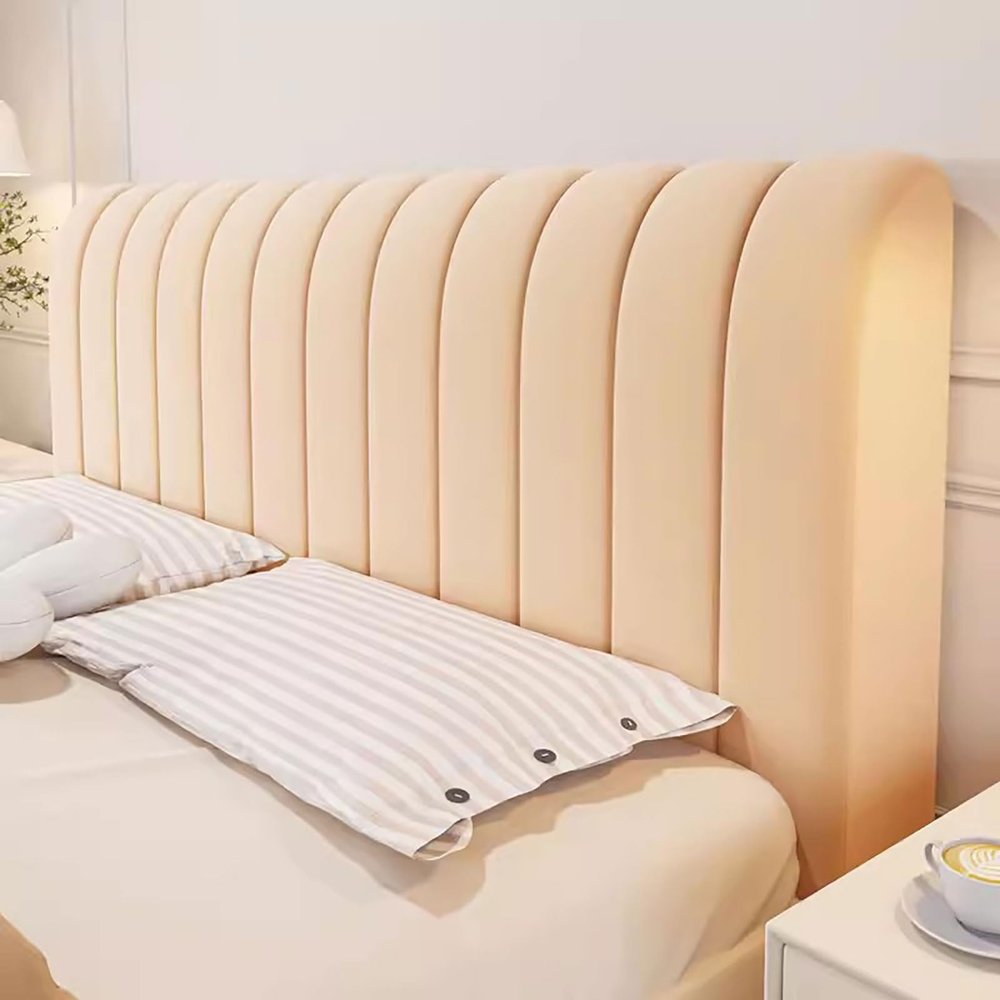 ABANO Thicken Headboard Covers Slipcover, Bed Headboard Cover 360 All-Around Wrapping Thickly Padded PP Cotton Material for Full Queen Cal King Size, Dustproof Protector Cover-Curry||Bed Head 200cm