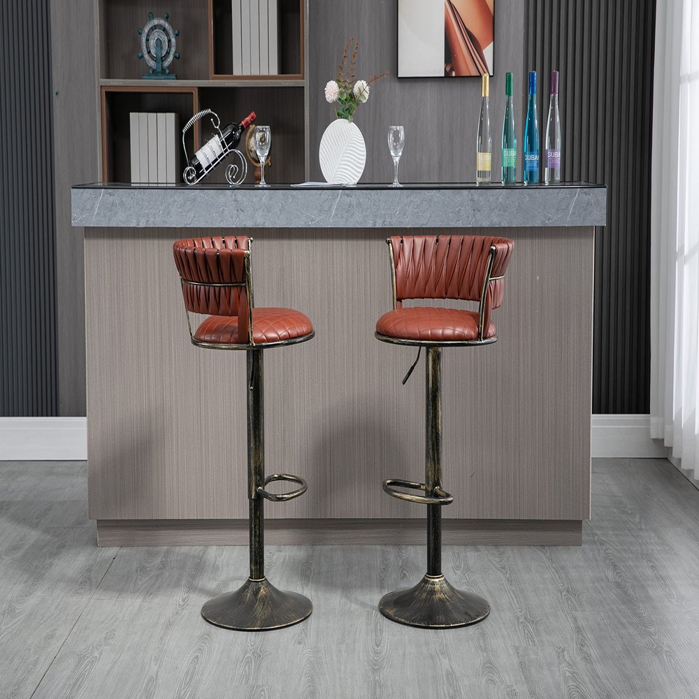 GOWE COOLMORE Swivel Bar Stools Set of 2 Adjustable Counter Height Chairs with Footrest for Kitchen, Dining Room 2PC/Set