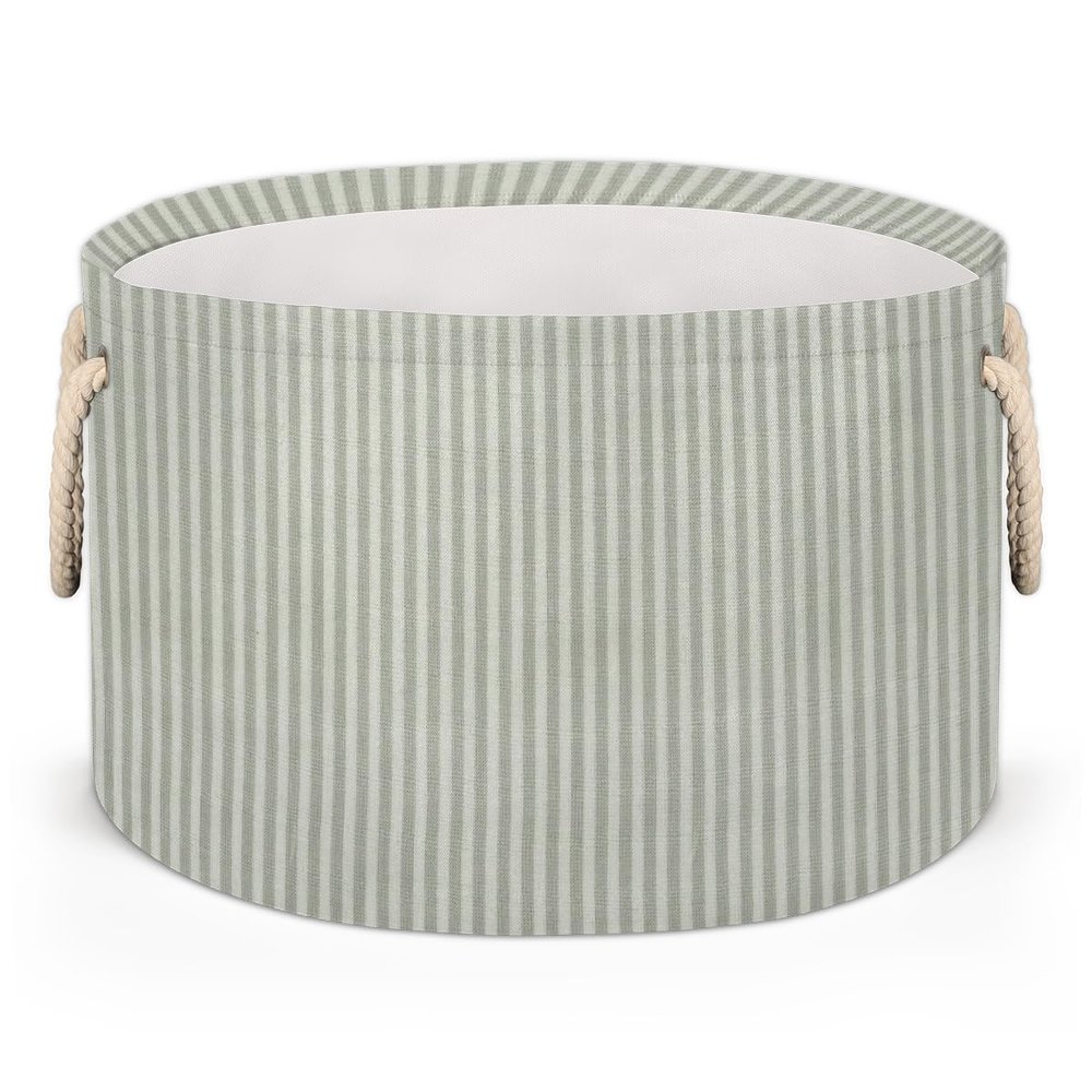 Hsnar Ticking Stripe Canvas Collapsible Organizer Storage Baskets for Organizing Laundry Hamper Storage Bins for Clothes Bedroom
