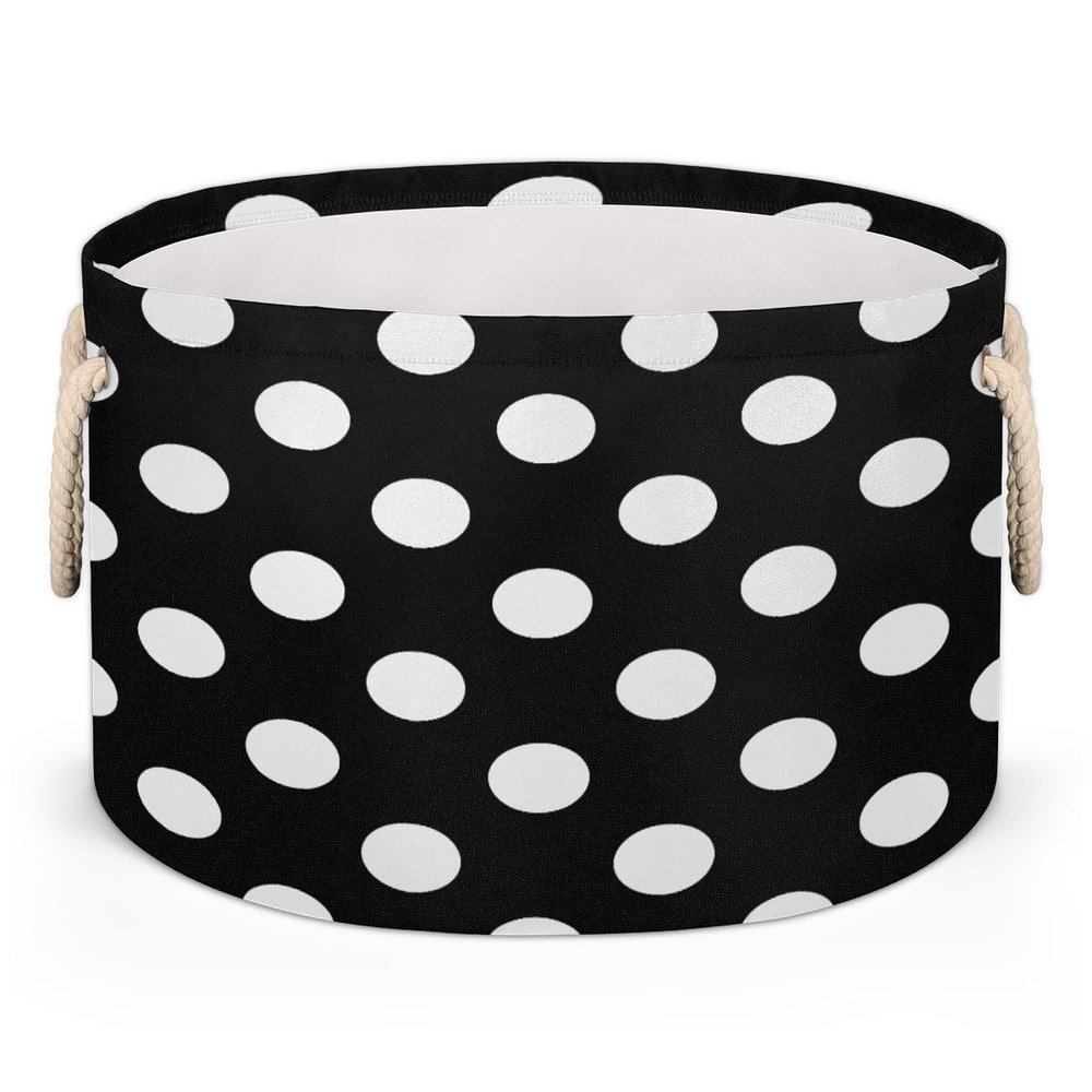Hsnar Black White Polka Dot Canvas Collapsible Organizer Storage Baskets for Organizing Laundry Hamper Storage Bins for Clothes Bedroom