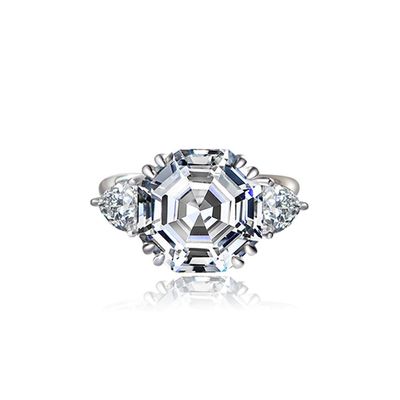 WCB1FPu Jewelry S925 Silver Ring Women's Personalized Octagonal Ring Fashion High Carbon Diamond Ring (5, white)
