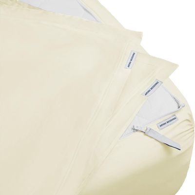 Aryav Bedding Zip On Fitted Sheet Cal King Size 72X84 - Includes 2 Zip-On Sheets & 1 Fitted Sheet Base - 12 Inch. Deep Pockets Cal King Size Zipper Sheets - Soft Cotton 500 TC Fitted Sheet - Ivory