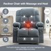 Massage Recliner Chair for Adults, Oversized Swivel Rocking Chair with Heated & 2 Cup Holders & USB Charge Port Home Theater Seating Lazy Boy Recliner Single Sofa Seat with Adjustable Footrest, Blue view 4
