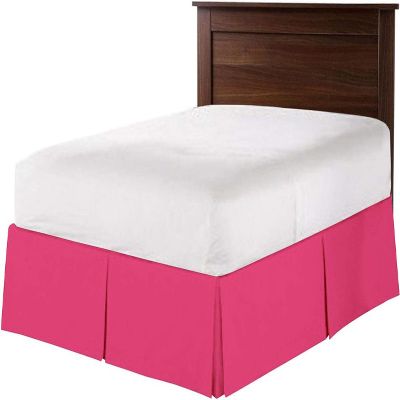 British-Linen Olympic Queen (66 x 80) Inch Pleated Bed Skirt - Bed Frame & Box Spring Cover - 22 Inch Tailored Drop, 100% Microfiber Pleated Dust Ruffle - Easy Fit & Wrinkle Free - Pink Solid.