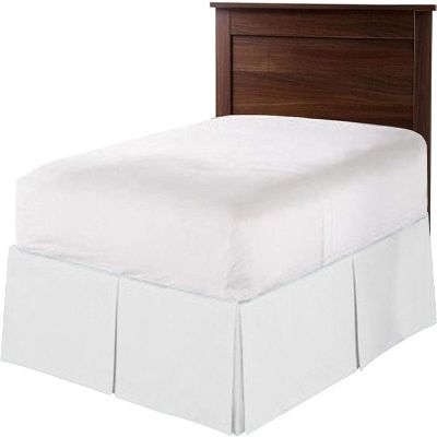 British-Linen RV Bunk (42 x 80) Inch Pleated Bed Skirt - Bed Frame & Box Spring Cover - 14 Inch Tailored Drop, 100% Microfiber Pleated Dust Ruffle - Easy Fit & Wrinkle Free - White Solid.