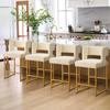 Sweiko 26 Inch Counter Height Bar Stools Set of 4 with Velvet Cushion and Back Modern Bar Chairs for Kitchen Island Counter Stools with Metal Leg for Restaurant Dining Room Office, Cream and Gold view 2