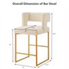 Sweiko 26 Inch Counter Height Bar Stools Set of 4 with Velvet Cushion and Back Modern Bar Chairs for Kitchen Island Counter Stools with Metal Leg for Restaurant Dining Room Office, Cream and Gold view 3