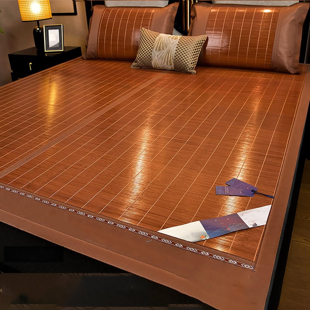 Traditional Summer Sleeping Rattan Pad, Double-Sided Rattan Cooling Mattress Topper, Folding Smooth Air Conditioning Mat for Bed, Foldable Rattan Mattress, Double-Sided Use, Summer Bedding (Color : D