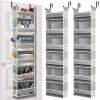 2 Pack Over The Door Hanging Organizer 6-Shelves and 12 Side Pockets, Over The Door Storage for Bathroom and Bedroom, Back of Door Organizers for Baby Products and Kid's Toys(13"x5"x54" Grey) view 1